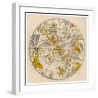 Sky Chart Showing the Signs of the Zodiac and Other Celestial Features-null-Framed Photographic Print