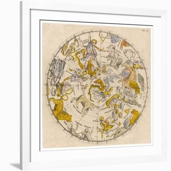 Sky Chart Showing the Signs of the Zodiac and Other Celestial Features-null-Framed Photographic Print