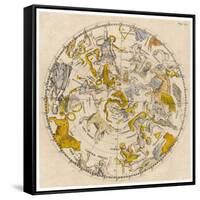 Sky Chart Showing the Signs of the Zodiac and Other Celestial Features-null-Framed Stretched Canvas