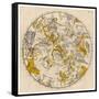 Sky Chart Showing the Signs of the Zodiac and Other Celestial Features-null-Framed Stretched Canvas