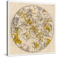 Sky Chart Showing the Signs of the Zodiac and Other Celestial Features-null-Stretched Canvas