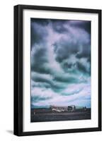 Sky Drama and Airplane Relic, Southern Iceland Coast-Vincent James-Framed Photographic Print