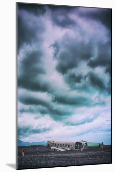 Sky Drama and Airplane Relic, Southern Iceland Coast-Vincent James-Mounted Photographic Print