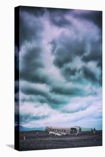 Sky Drama and Airplane Relic, Southern Iceland Coast-Vincent James-Stretched Canvas