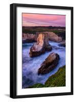 Sky Fire Sunset at Shark Fin Cove, California Coast, Santa Cruz, Davenport-Vincent James-Framed Photographic Print