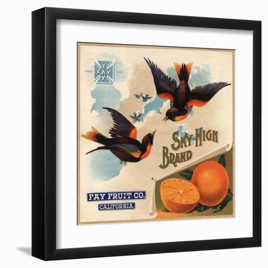 Sky High Brand - California - Citrus Crate Label-Lantern Press-Framed Art Print