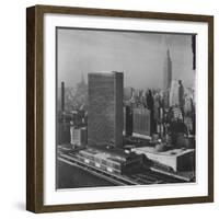 Sky Shot of the Un Headquaters and the Empire State Building-Dmitri Kessel-Framed Photographic Print