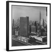 Sky Shot of the Un Headquaters and the Empire State Building-Dmitri Kessel-Framed Photographic Print