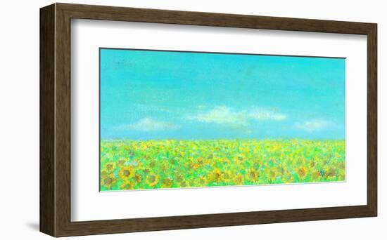 Sky, the Earth and Sunflower Field-Miyuki Hasekura-Framed Giclee Print