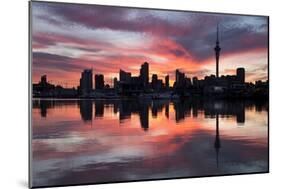 Sky Tower and City at Dawn from Westhaven Marina, Auckland, North Island, New Zealand, Pacific-Stuart-Mounted Photographic Print