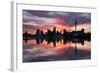 Sky Tower and City at Dawn from Westhaven Marina, Auckland, North Island, New Zealand, Pacific-Stuart-Framed Photographic Print