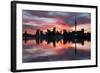 Sky Tower and City at Dawn from Westhaven Marina, Auckland, North Island, New Zealand, Pacific-Stuart-Framed Photographic Print