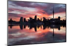 Sky Tower and City at Dawn from Westhaven Marina, Auckland, North Island, New Zealand, Pacific-Stuart-Mounted Photographic Print