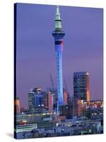 Sky Tower and City Skyline at Dusk, Auckland, North Island, New Zealand, Pacific-Jeremy Bright-Stretched Canvas