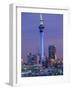 Sky Tower and City Skyline at Dusk, Auckland, North Island, New Zealand, Pacific-Jeremy Bright-Framed Photographic Print