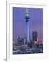 Sky Tower and City Skyline at Dusk, Auckland, North Island, New Zealand, Pacific-Jeremy Bright-Framed Photographic Print