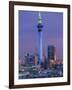 Sky Tower and City Skyline at Dusk, Auckland, North Island, New Zealand, Pacific-Jeremy Bright-Framed Photographic Print