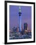 Sky Tower and City Skyline at Dusk, Auckland, North Island, New Zealand, Pacific-Jeremy Bright-Framed Photographic Print