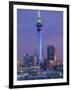 Sky Tower and City Skyline at Dusk, Auckland, North Island, New Zealand, Pacific-Jeremy Bright-Framed Photographic Print