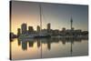 Sky Tower and Viaduct Harbour at Dawn, Auckland, North Island, New Zealand, Pacific-Ian-Stretched Canvas