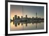 Sky Tower and Viaduct Harbour at Dawn, Auckland, North Island, New Zealand, Pacific-Ian-Framed Photographic Print