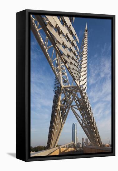 Skydance Footbridge over Highway I-40, Oklahoma City, Oklahoma, USA-Walter Bibikow-Framed Stretched Canvas