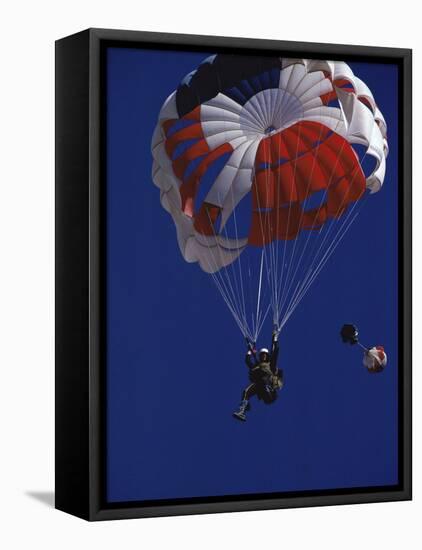 Skydiver with Red, White and Blue Parachute-null-Framed Stretched Canvas