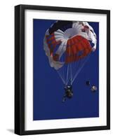 Skydiver with Red, White and Blue Parachute-null-Framed Photographic Print