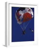 Skydiver with Red, White and Blue Parachute-null-Framed Photographic Print