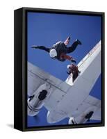 Skydivers Jumping from Plane-null-Framed Stretched Canvas