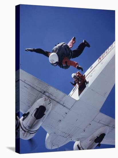 Skydivers Jumping from Plane-null-Stretched Canvas