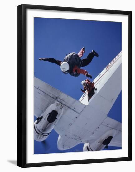 Skydivers Jumping from Plane-null-Framed Premium Photographic Print