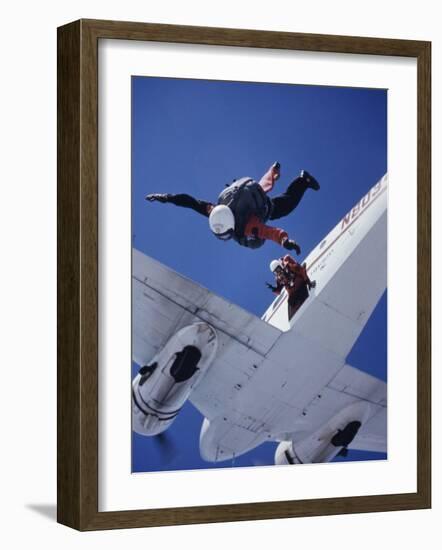 Skydivers Jumping from Plane-null-Framed Photographic Print