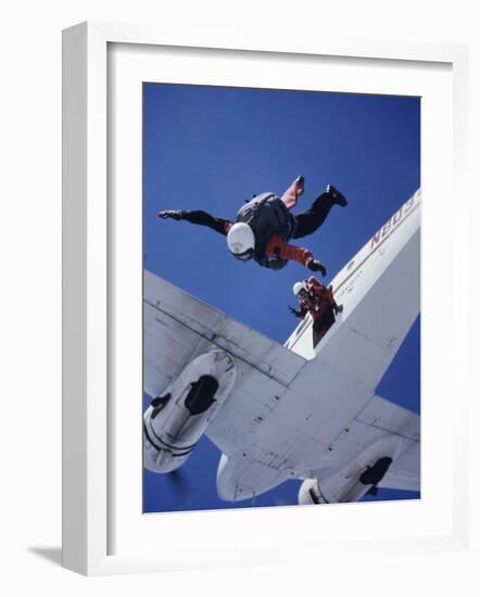 Skydivers Jumping from Plane-null-Framed Photographic Print