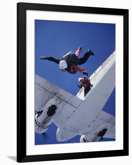 Skydivers Jumping from Plane-null-Framed Photographic Print