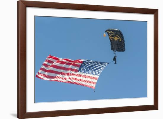 SkyFest, airshow, USSOCOM, army paratrooper, New Smyrna Beach, Florida, USA-Jim Engelbrecht-Framed Premium Photographic Print