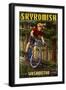 Skykomish, Washington - Mountain Biker in Trees-Lantern Press-Framed Art Print