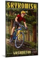 Skykomish, Washington - Mountain Biker in Trees-Lantern Press-Mounted Art Print