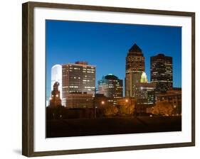 Skyline Along Des Moines River, Des Moines, Iowa-Walter Bibikow-Framed Photographic Print