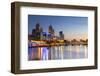 Skyline along Yarra River at dawn, Melbourne, Victoria, Australia-Ian Trower-Framed Photographic Print