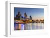 Skyline along Yarra River at dawn, Melbourne, Victoria, Australia-Ian Trower-Framed Photographic Print