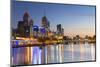 Skyline along Yarra River at dawn, Melbourne, Victoria, Australia-Ian Trower-Mounted Photographic Print