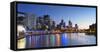 Skyline along Yarra River at dawn, Melbourne, Victoria, Australia-Ian Trower-Framed Stretched Canvas