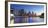 Skyline along Yarra River at dawn, Melbourne, Victoria, Australia-Ian Trower-Framed Photographic Print