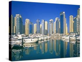 Skyline and boats on Dubai Marina-Murat Taner-Stretched Canvas