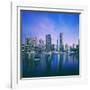 Skyline and boats on Dubai Marina-Murat Taner-Framed Photographic Print