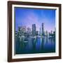 Skyline and boats on Dubai Marina-Murat Taner-Framed Photographic Print