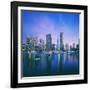 Skyline and boats on Dubai Marina-Murat Taner-Framed Photographic Print