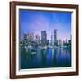 Skyline and boats on Dubai Marina-Murat Taner-Framed Photographic Print