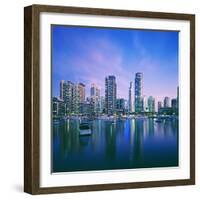 Skyline and boats on Dubai Marina-Murat Taner-Framed Photographic Print